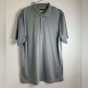 PGA Tour Golf Polo Shirt, Short Sleeve, 3-Button Gray Men's Shirt, Size Large